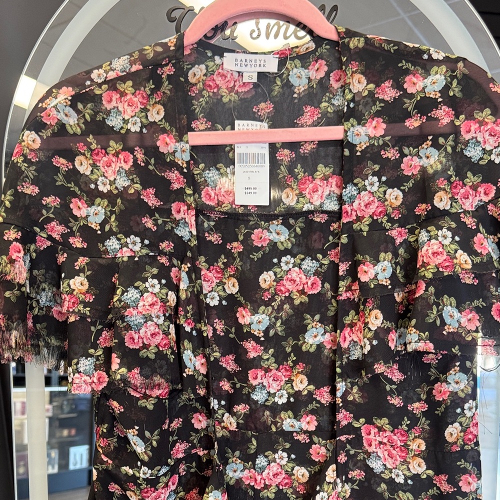 Barneys New York Black Floral Blouse